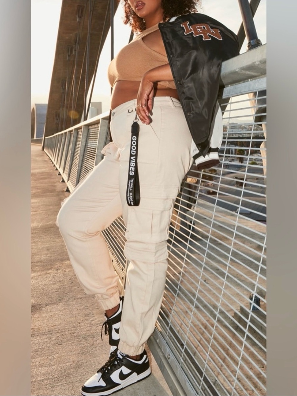 Fashion Nova Beige Cargo Jogger Pants - Picture 3 of 3